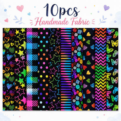 10Pc/Set, Making 10 Images 1pc Each, Each Size: 6.3*50cm Dark Series Dots Butterfly Iridescent Series Sliced Fabric Set Style Combination, Polyester Jelly Roll Fabric Strips, Pre-Cut Quilting Squares, For Quilting DIY, Handicrafts And Sewing, Blankets, Ru