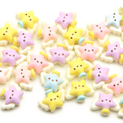 10pcs Resin Flat Back Charms, Charms And Containers Mix Color Star Starfish Wings Shape Resin Cabochons for DIY Crafts, Scrapbooking, Jewelry Making