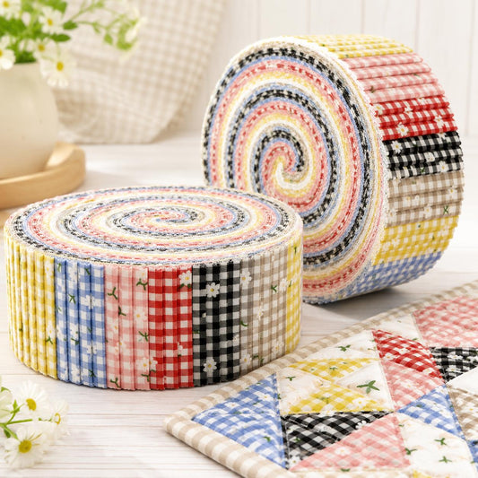 10pcs Vintage Plaid Floral Pattern Jelly Roll Fabric Strips 2.5X19.7inch Pre-Cut 100% Polyester For Patchwork Quilts, Table Runners, Placemats, Tote Bags, Storage Pouches, Makeup Bags, Coasters, Quilt Blocks & Binding