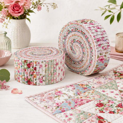 10Pc/Set, Making 10 Images 1pc Each, Each Size: 6.3*50cm Spring Floral Series Sliced Fabric Set Style Combination, Polyester Jelly Roll Fabric Strips, Pre-Cut Quilting Squares, For Quilting DIY, Handicrafts And Sewing, Blankets, Rugs, Interior Decoration