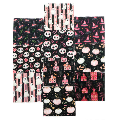 10Pc/Set Halloween Series Stripe Pumpkin Skull Moon Fat Quarter Fabric, Pre-Cut Square Fabric Assort, Fabric Set, Craft Fabric, Handmade DIY Patchwork Fabric,Home Quilting Sewing Fabric, Packaging Fabric, Scrapbooking Craft Hobbyist
