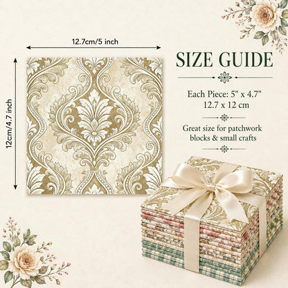 10pcs Charm Pack Set Floral Pattern Vintage Style Handmade DIY with Rich Color and Texture Elements 100% Polyester Patchwork in 10 Design Styles Suitable for Patchwork DIY Craft Projects DIY Wallet Making Gift Giving Bag Making Mother's Day Gift