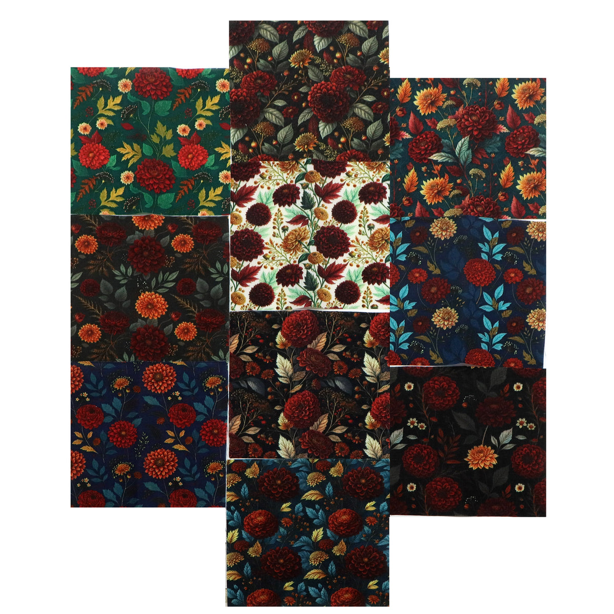 10Pc/Set Flower Series Fat Quarter Fabric, Pre-Cut Square Fabric Assort, Fabric Set, Craft Fabric, Handmade DIY Patchwork Fabric,Home Quilting Sewing Fabric, Packaging Fabric, Scrapbooking Craft Hobbyist