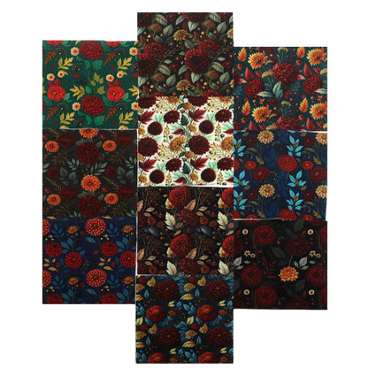 10Pc/Set Flower Series Fat Quarter Fabric, Pre-Cut Square Fabric Assort, Fabric Set, Craft Fabric, Handmade DIY Patchwork Fabric,Home Quilting Sewing Fabric, Packaging Fabric, Scrapbooking Craft Hobbyist