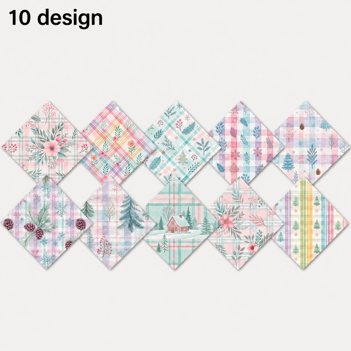 10Pc/Set Flower Plaid Christmas Series Star Fat Quarter Fabric, Pre-Cut Square Fabric Assort, Fabric Set, Craft Fabric, Handmade DIY Patchwork Fabric,Home Quilting Sewing Fabric, Packaging Fabric, Scrapbooking Craft Hobbyist
