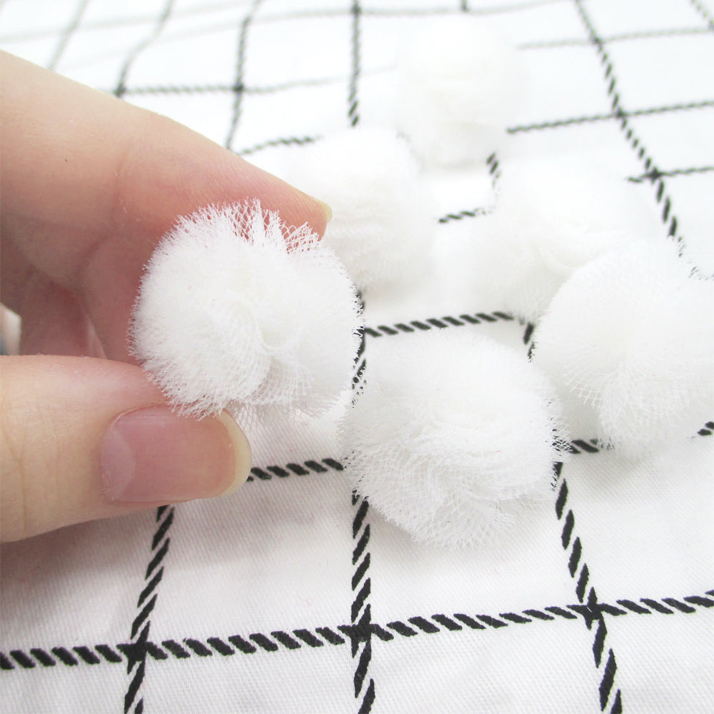 10pcs 25mm Vibrant Polyester Mesh Balls - Decorative Accessories for Clothing, Hair Accessories Making Materials - Colorful DIY Craft Supplies for Jewelry Designers