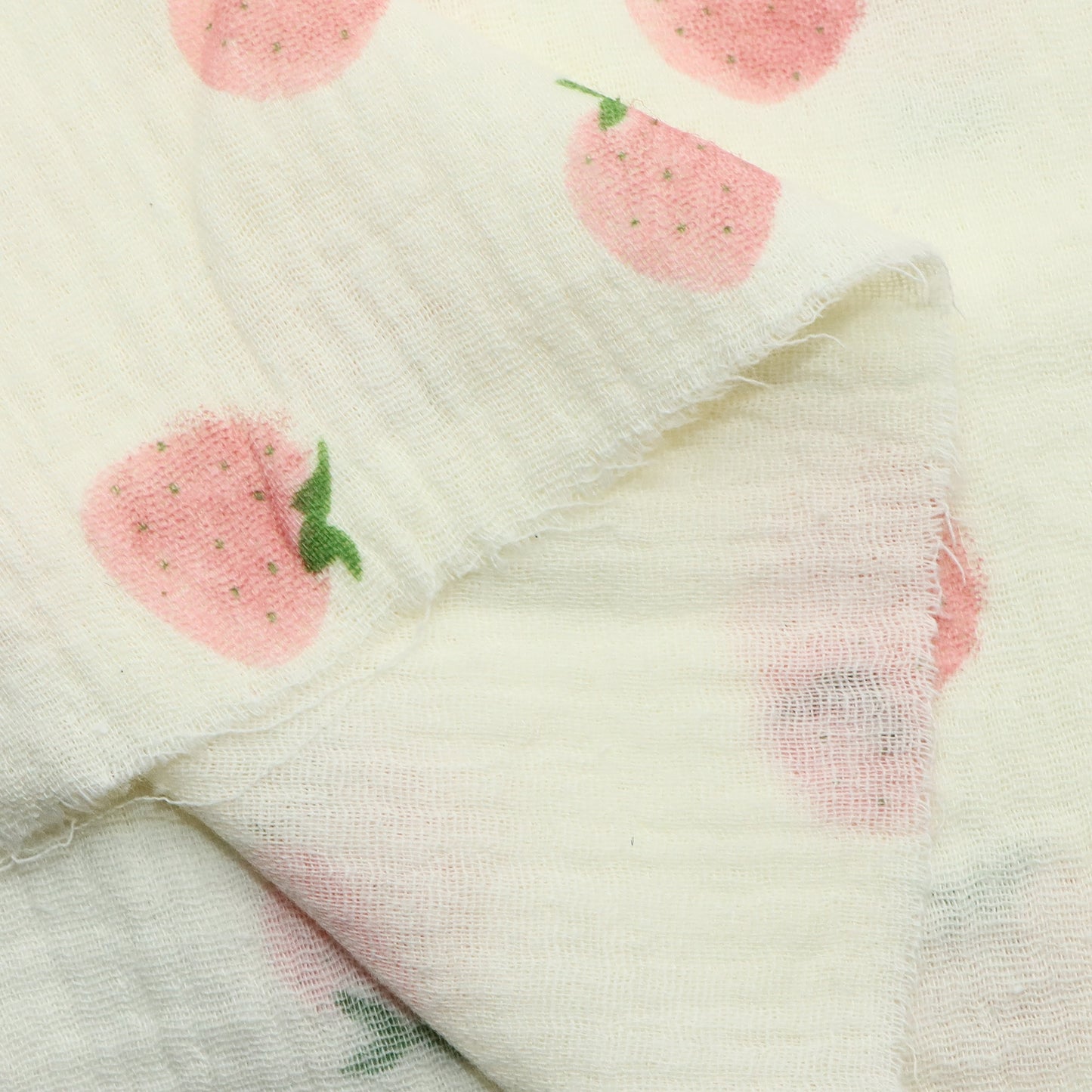1pc Strawberry Pattern Gauze Yarn Fabric -51.18 x19.68inch Polyester Craft Fabrics, Breathable & Lightweight, Perfect for DIY Handmade Projects, Doll Clothes Fabric, Sewing, Hair Ties, Patchwork