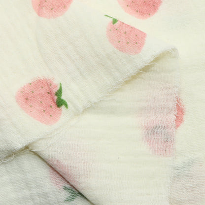 1pc Strawberry Pattern Gauze Yarn Fabric -51.18 x19.68inch Polyester Craft Fabrics, Breathable & Lightweight, Perfect for DIY Handmade Projects, Doll Clothes Fabric, Sewing, Hair Ties, Patchwork