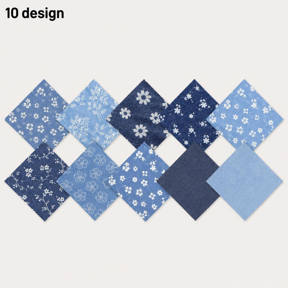 10Pc/Set Flower Denim Series Fat Quarter Fabric, Pre-Cut Square Fabric Assort, Fabric Set, Craft Fabric, Handmade DIY Patchwork Fabric,Home Quilting Sewing Fabric, Packaging Fabric, Scrapbooking Craft Hobbyist