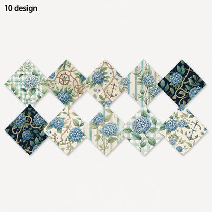 10pcs Charm Pack Set Floral Hydrangea Pattern Vintage Style Handmade DIY with Rich Color and Texture Elements 100% Polyester Patchwork in 10 Design Styles Suitable for Patchwork DIY Craft Projects DIY Wallet Making Gift Giving Bag Making Mother's Day Gift