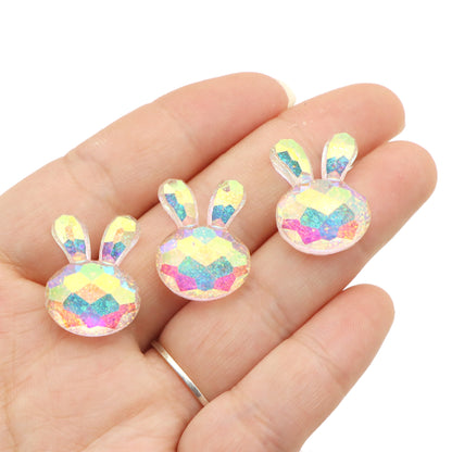 5Pcs Rabbit Bunny Shaped Acrylic Charms Resin,Iridescent Color 3D Flatback Resin Cabochons Beads for DIY Jewelry, Earrings, Bracelets, Keychains, Festive Decor, Homemade Gifts, Phone Cases, Water Bottles, Hair Accessories - Crafting Accessories