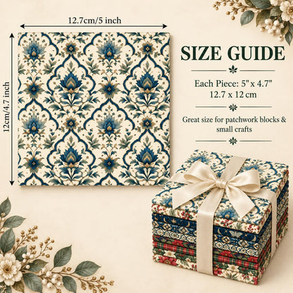 10Pc/Set Christmas Flower Series Plaid Tree Holly Pinecones Fat Quarter Fabric, Pre-Cut Square Fabric Assort, Fabric Set, Craft Fabric, Handmade DIY Patchwork Fabric,Home Quilting Sewing Fabric, Packaging Fabric, Scrapbooking Craft Hobbyist