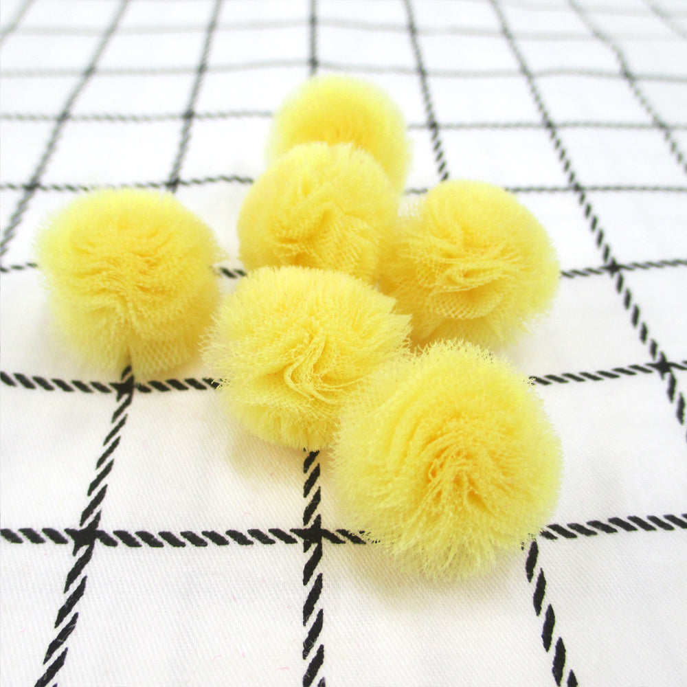 10pcs 25mm Vibrant Polyester Mesh Balls - Decorative Accessories for Clothing, Hair Accessories Making Materials - Colorful DIY Craft Supplies for Jewelry Designers