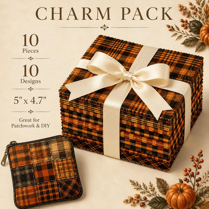 10pcs Charm Pack Set Plaid Pattern Vintage Style Handmade DIY with Rich Color and Texture Elements 100% Polyester Patchwork in 10 Design Styles Suitable for Patchwork DIY Craft Projects DIY Wallet Making Gift Giving Bag Making Mother's Day Gift