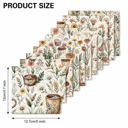 10Pc/Set Flower Series Rabbit Coffee Fat Quarter Fabric, Pre-Cut Square Fabric Assort, Fabric Set, Craft Fabric, Handmade DIY Patchwork Fabric,Home Quilting Sewing Fabric, Packaging Fabric, Scrapbooking Craft Hobbyist