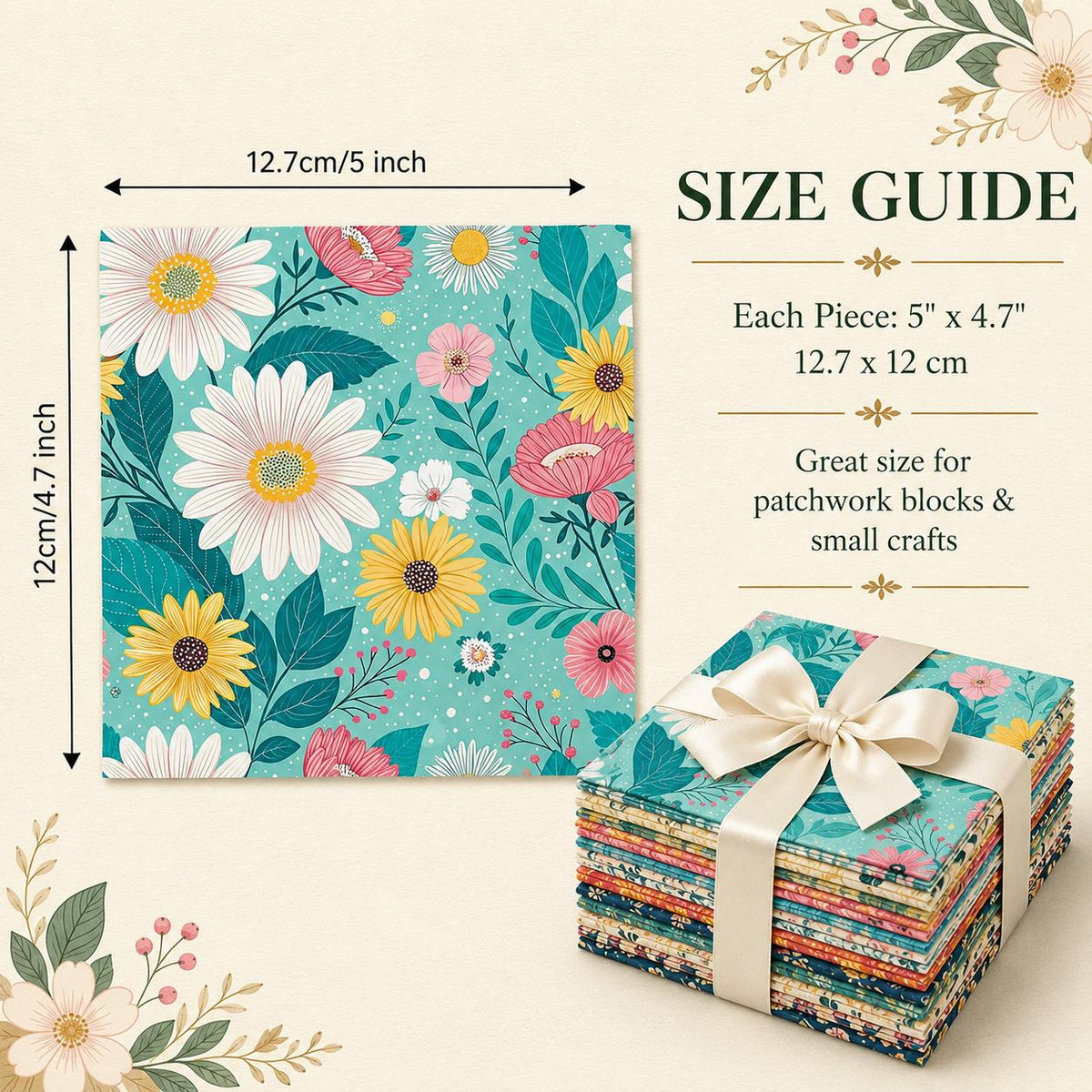 10Pc/Set Flower Stripe Series Fat Quarter Fabric, Pre-Cut Square Fabric Assort, Fabric Set, Craft Fabric, Handmade DIY Patchwork Fabric,Home Quilting Sewing Fabric, Packaging Fabric, Scrapbooking Craft Hobbyist