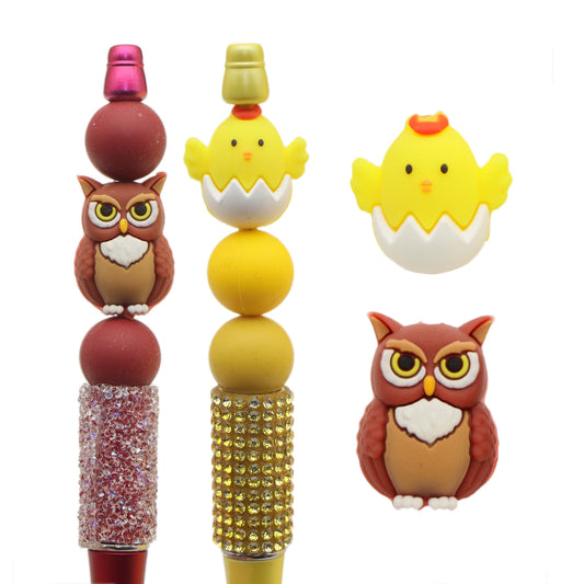 1pc Charming Chick Silicone Plastic Beads, Owl Focal Pendants Beads for DIY  Beading & Jewelry Making, Keychains, and Bag Accessories