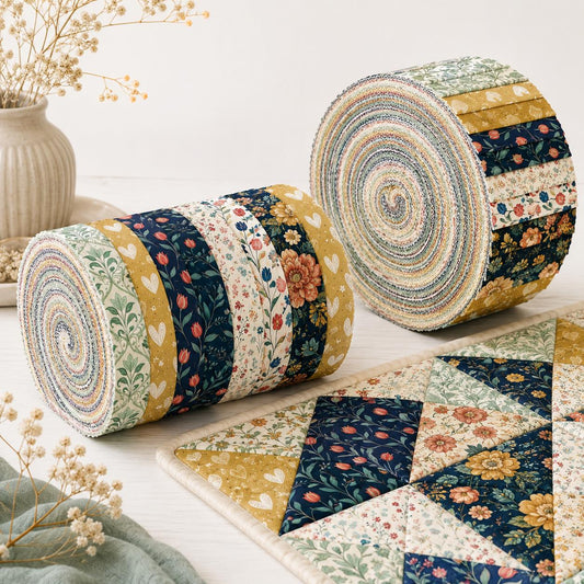 10pcs Vintage Floral Pattern Jelly Roll Fabric Strips 2.5X19.7inch Pre-Cut 100% Polyester For Patchwork Quilts, Table Runners, Placemats, Tote Bags, Storage Pouches, Makeup Bags, Coasters, Quilt Blocks & Binding