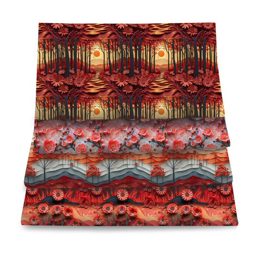 4Pc/set 7.87x7.87inch/19.68x17.7inch flower series Precut Quilting Fabric Fat Quarter Fabric Bundle, Polyester Quilting Squares for Patchwork, DIY Crafts Projects, DIY Wallet Making