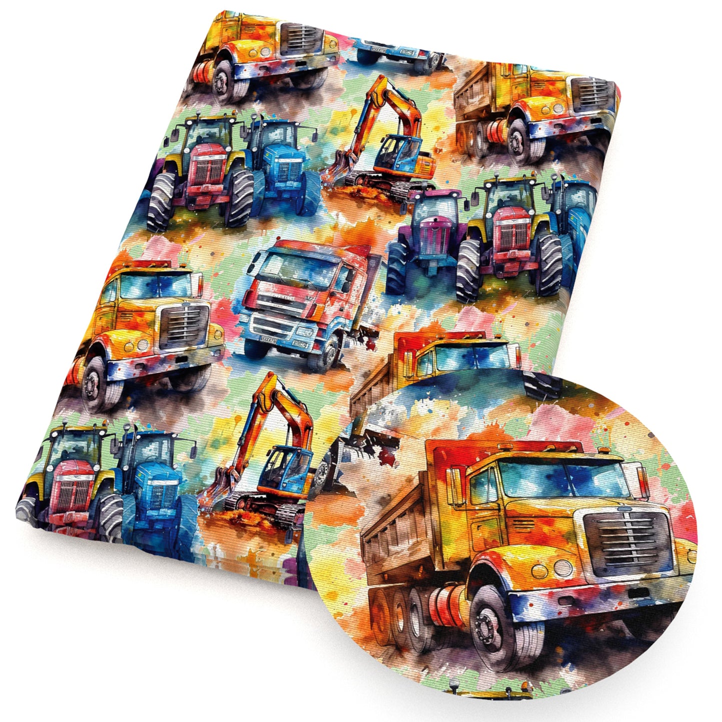tie dye paint splatter engineering construction vehicles fabric