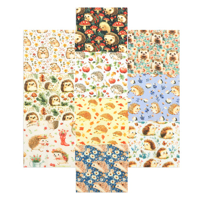 10Pc/Set Flower Hedgehog Series Strawberry Ladybug MushroomFat Quarter Fabric, Pre-Cut Square Fabric Assort, Fabric Set, Craft Fabric, Handmade DIY Patchwork Fabric,Home Quilting Sewing Fabric, Packaging Fabric, Scrapbooking Craft Hobbyist