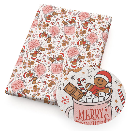 christmas day gingerbread man chocolate flowerfloral snowflakesnow fabric
