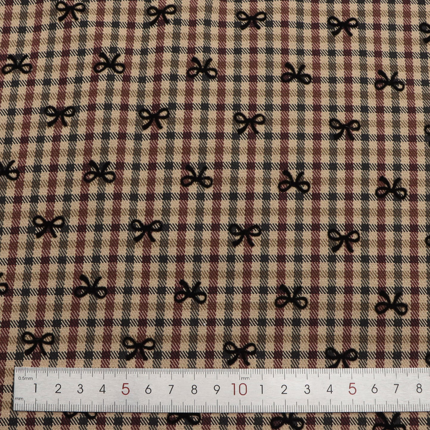 1Pc Grid Bow Flocking Fabric  - 57.08x19.68inch(145x50cm) Soft & Durfor DIY Crafts, Handmade Wallets & Pouches | Chic Pattern, High-Quality Material, Fashion-Forward Versatile Crafting Textile