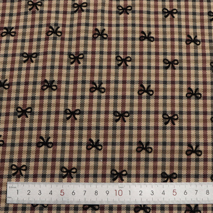 1Pc Grid Bow Flocking Fabric  - 57.08x19.68inch(145x50cm) Soft & Durfor DIY Crafts, Handmade Wallets & Pouches | Chic Pattern, High-Quality Material, Fashion-Forward Versatile Crafting Textile