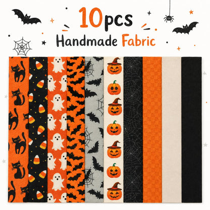 10Pc/Set, Making 10 Images 1pc Each, Each Size: 6.3*50cm Bat Pumpkin Ghost Halloween Series Sliced Fabric Set Style Combination, Polyester Jelly Roll Fabric Strips, Pre-Cut Quilting Squares, For Quilting DIY, Handicrafts And Sewing, Blankets, Rugs, Interi