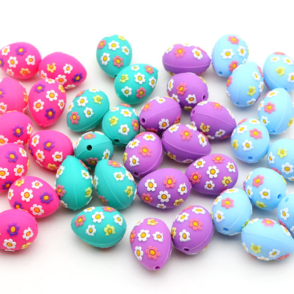 1pc Charming Chicken Eggs Flowers Silicone Plastic Beads, Focal Pendants Beads for DIY Beading & Jewelry Making, Keychains, and Bag Accessories,Beads & Bead Assortments Easter Decorations
