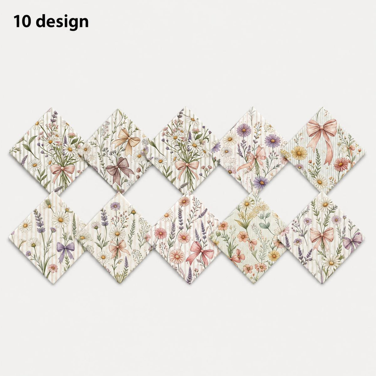 10pcS Charm Pack Set Floral Pattern VIntage Style Handmade DIY With Rich Color and Texture Elements 100% Polyester Patchwork in 10 Design Styles Suitable For Patchwork DIY Craft Projects DIY Wallet Making Gift Giving Bag Making Mother's Day Gift