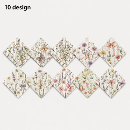 10pcS Charm Pack Set Floral Pattern VIntage Style Handmade DIY With Rich Color and Texture Elements 100% Polyester Patchwork in 10 Design Styles Suitable For Patchwork DIY Craft Projects DIY Wallet Making Gift Giving Bag Making Mother's Day Gift