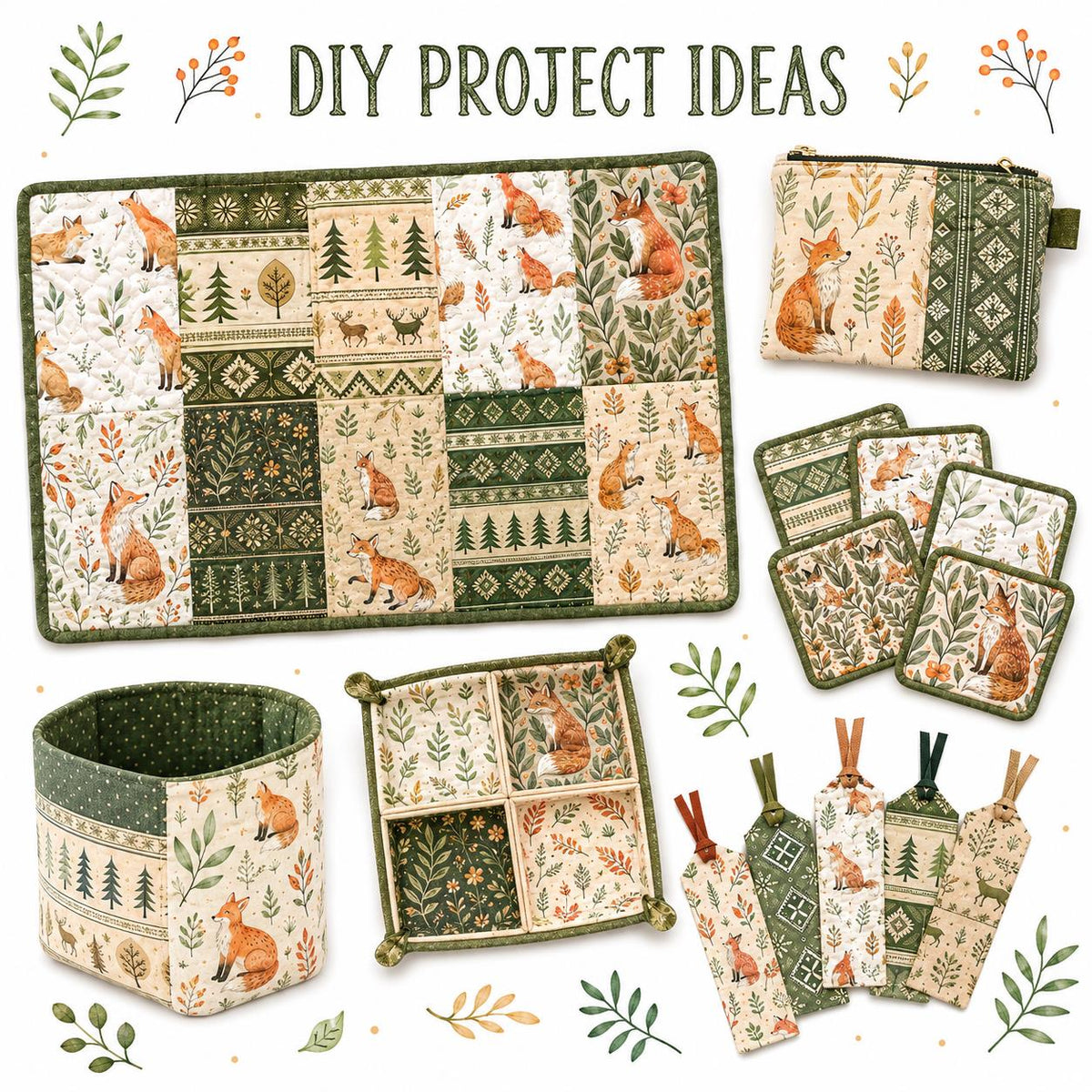10pcs Charm Pack Set Floral Fox Pattern Vintage Style Handmade DIY with Rich Color and Texture Elements 100% Polyester Patchwork in 10 Design Styles Suitable for Patchwork DIY Craft Projects DIY Wallet Making Gift Giving Bag Making Mother's Day Gift