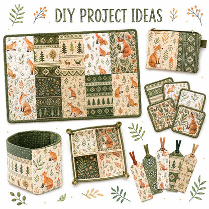10pcs Charm Pack Set Floral Fox Pattern Vintage Style Handmade DIY with Rich Color and Texture Elements 100% Polyester Patchwork in 10 Design Styles Suitable for Patchwork DIY Craft Projects DIY Wallet Making Gift Giving Bag Making Mother's Day Gift