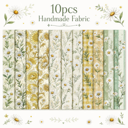 10pcs Vintage Daisy Floral Pattern Jelly Roll Fabric Strips 2.5X19.7inch Pre-Cut 100% Polyester For Patchwork Quilts, Table Runners, Placemats, Tote Bags, Storage Pouches, Makeup Bags, Coasters, Quilt Blocks & Binding