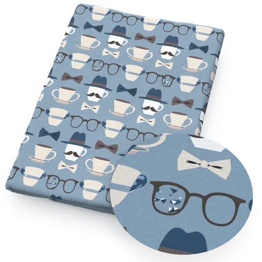moustache glasses coffee caphat bowknotbows fabric