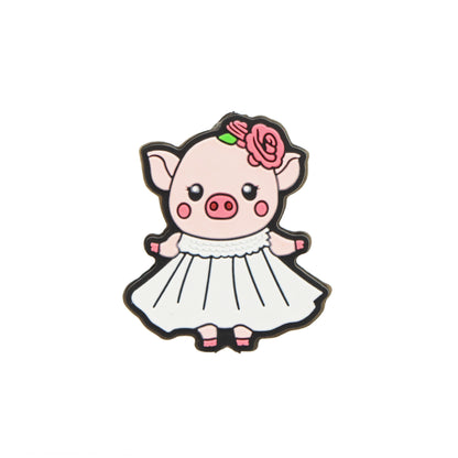 1Pc Pig Silicone Beads Set - 3D Animal-Shaped Silicone Beads for DIY Crafts, Jewelry Making, Keychains, and Pen Decorations