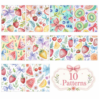 10pcs Vintage Strawberry Fruit Watermelon Pattern Purple Jelly Roll Fabric Strips 2.5X19.7inch Pre-cut 100% Polyester for Patchwork Quilts, Table Runners, Placemats, Tote Bags, Storage Pouches, Makeup Bags, Coasters, Quilt Blocks & Binding