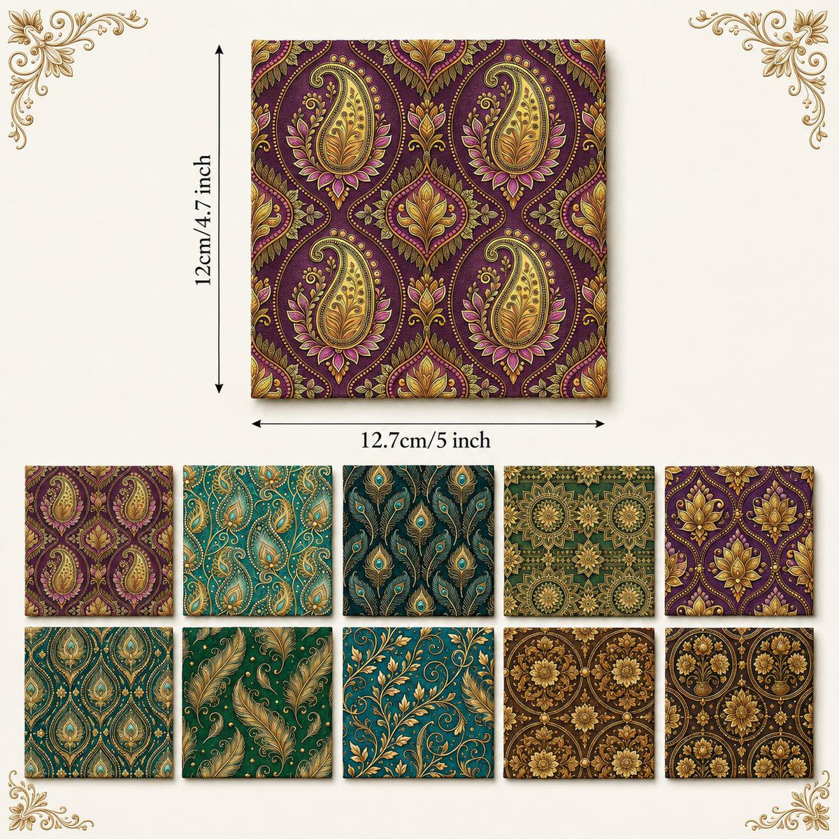 10Pc/Set Flower Feather Series Peacock Pattern Fat Quarter Fabric, Pre-Cut Square Fabric Assort, Fabric Set, Craft Fabric, Handmade DIY Patchwork Fabric,Home Quilting Sewing Fabric, Packaging Fabric, Scrapbooking Craft Hobbyist