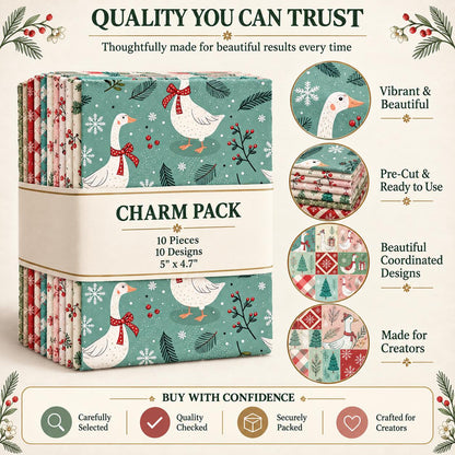 10Pc/Set Christmas Series Plaid Tree Duck Fat Quarter Fabric, Pre-Cut Square Fabric Assort, Fabric Set, Craft Fabric, Handmade DIY Patchwork Fabric,Home Quilting Sewing Fabric, Packaging Fabric, Scrapbooking Craft Hobbyist
