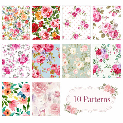 10Pc/Set, Making 10 Images 1pc Each, Each Size: 6.3*50cm Spring Floral Series Sliced Fabric Set Style Combination, Polyester Jelly Roll Fabric Strips, Pre-Cut Quilting Squares, For Quilting DIY, Handicrafts And Sewing, Blankets, Rugs, Interior Decoration