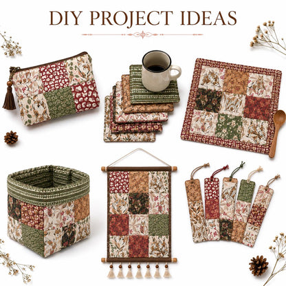 10Pc/Set Christmas Series Stripe Flower Deer Fox Tiger Fat Quarter Fabric, Pre-Cut Square Fabric Assort, Fabric Set, Craft Fabric, Handmade DIY Patchwork Fabric,Home Quilting Sewing Fabric, Packaging Fabric, Scrapbooking Craft Hobbyist