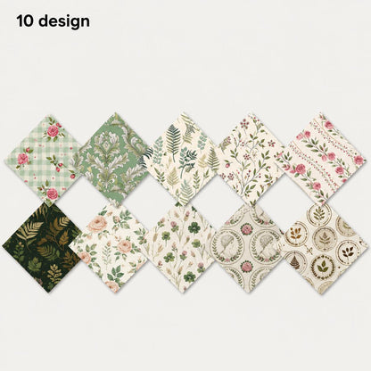10Pc/Set Flower Plaid Series Rose Tree Fat Quarter Fabric, Pre-Cut Square Fabric Assort, Fabric Set, Craft Fabric, Handmade DIY Patchwork Fabric,Home Quilting Sewing Fabric, Packaging Fabric, Scrapbooking Craft Hobbyist