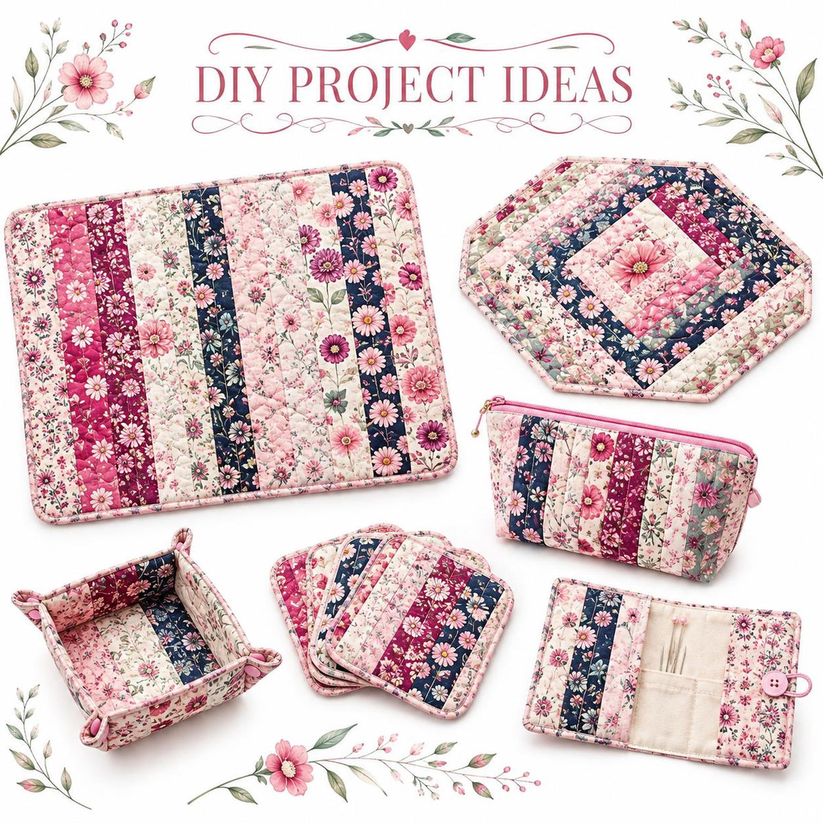 10pcs Vintage Floral Pattern Jelly Roll Fabric Strips 2.5X19.7inch Pre-Cut 100% Polyester For Patchwork Quilts, Table Runners, Placemats, Tote Bags, Storage Pouches, Makeup Bags, Coasters, Quilt Blocks & Binding