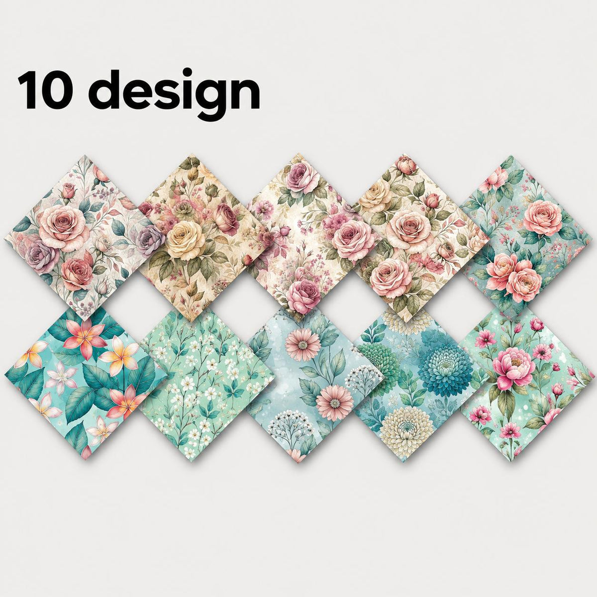 10Pc/Set Flower Series Fat Quarter Fabric, Pre-Cut Square Fabric Assort, Fabric Set, Craft Fabric, Handmade DIY Patchwork Fabric,Home Quilting Sewing Fabric, Packaging Fabric, Scrapbooking Craft Hobbyist