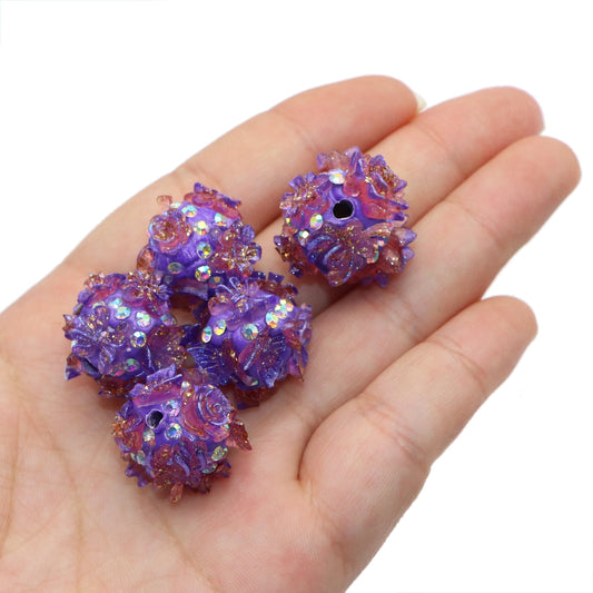 1Pc Blossom Flowers Shaped Polymer Clay Beads Loose Spacer Acrylic Beads with Hole for Jewelry Making DIY Bracelet Necklace Chain Earrings Charm Bangle Decors Craft Supplies
