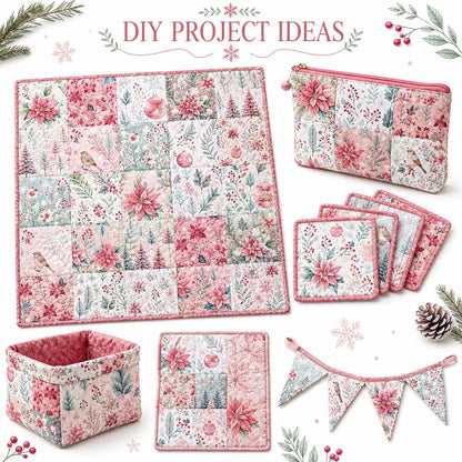 10Pc/Set Christmas Series Bird Flower Holly Pinecones Fat Quarter Fabric, Pre-Cut Square Fabric Assort, Fabric Set, Craft Fabric, Handmade DIY Patchwork Fabric,Home Quilting Sewing Fabric, Packaging Fabric, Scrapbooking Craft Hobbyist