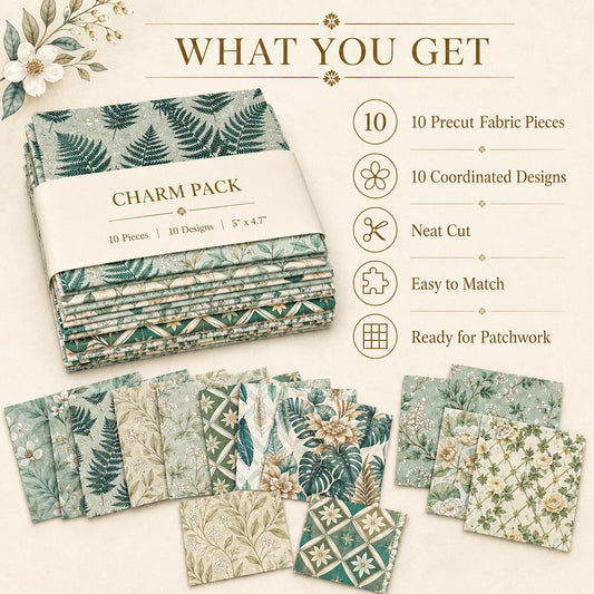 10pcs Charm Pack Set Floral Vintage Style Pattern Handmade DIY with Rich Color and Texture Elements 100% Polyester Patchwork in 10 Design Styles Suitable for Patchwork DIY Craft Projects DIY Wallet Making Gift Giving Bag Making Mother'S Day Gift