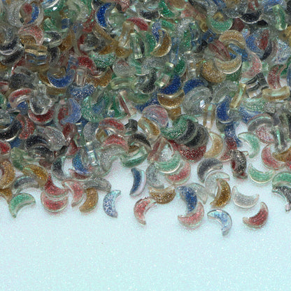 20Pcs Glitter Moon Resin Beads for Jewelry Making DIY Bracelet Necklace Chain Earrings Charm Decors For Nail Art Design Crafts Jewelry Accessories