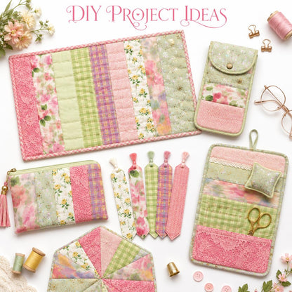 10pcs Vintage Floral Plaid Pattern Jelly Roll Fabric Strips 2.5X19.7inch Pre-cut 100% Polyester for Patchwork Quilts, Table Runners, Placemats, Tote Bags, Storage Pouches, Makeup Bags, Coasters, Quilt Blocks & Binding Multi-color
